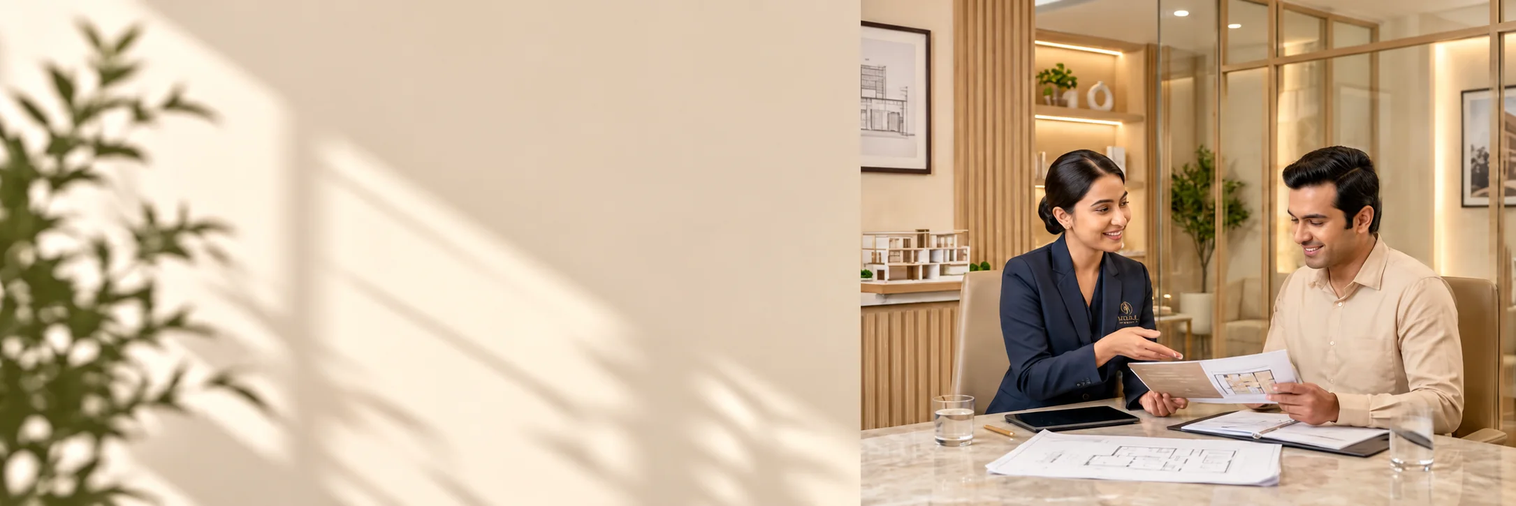 A Sikara franchise advisor going through clinic floor plans with a prospective partner