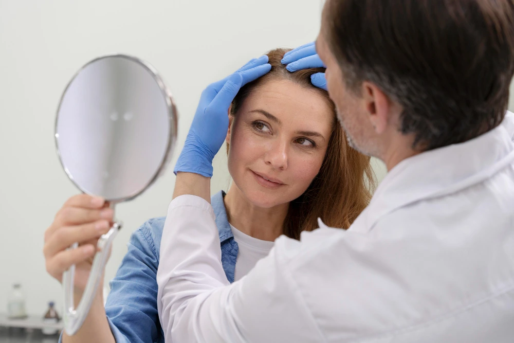 skin specialist is examining